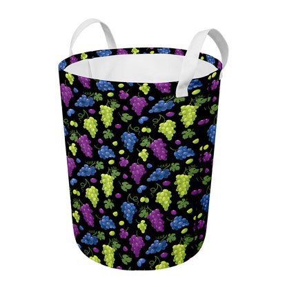 Colorful Grapes Pattern Print Round Laundry Basket