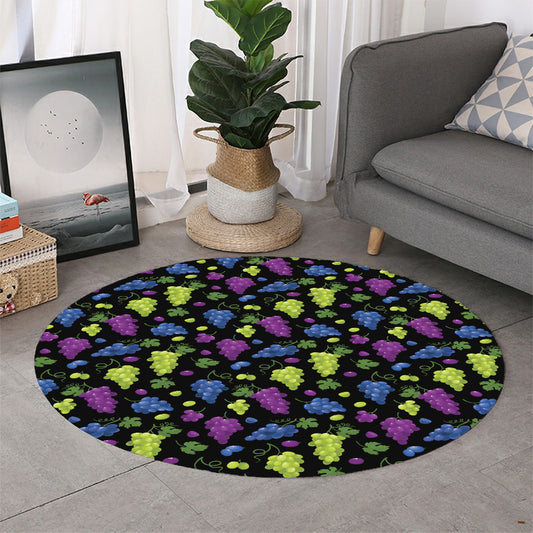 Colorful Grapes Pattern Print Round Rug