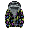 Colorful Grapes Pattern Print Sherpa Lined Zip Up Hoodie