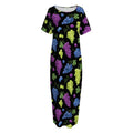 Colorful Grapes Pattern Print Short Sleeve Long Nightdress