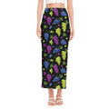 Colorful Grapes Pattern Print Side Slit Maxi Skirt