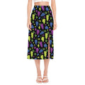 Colorful Grapes Pattern Print Side Slit Midi Skirt