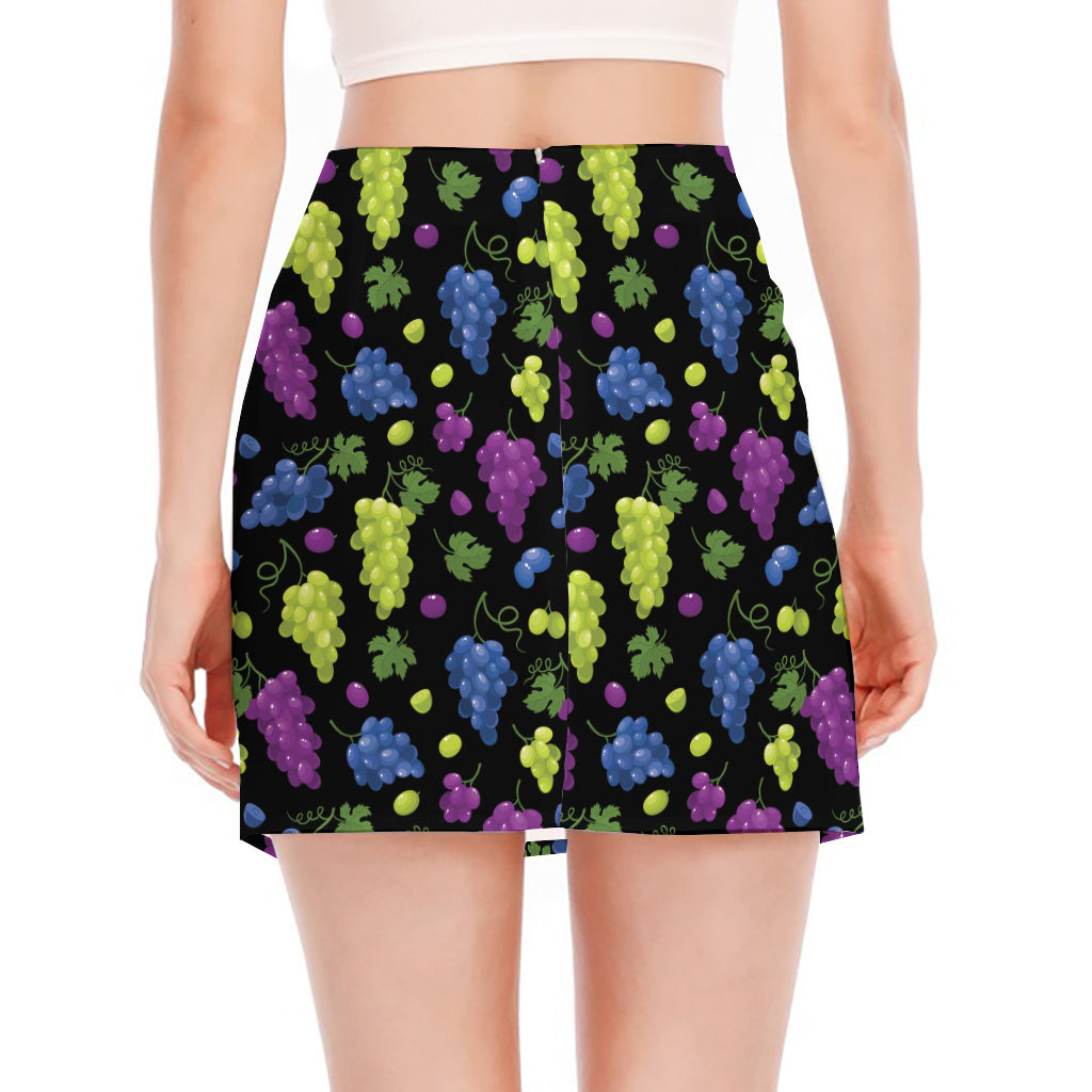 Colorful Grapes Pattern Print Side Slit Mini Skirt