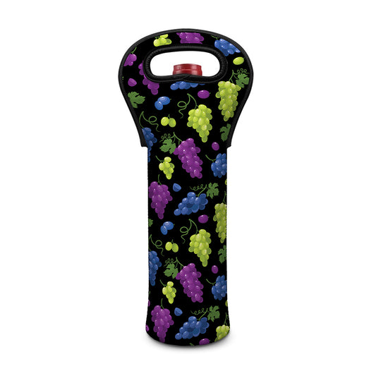 Colorful Grapes Pattern Print Single Neoprene Wine Tote