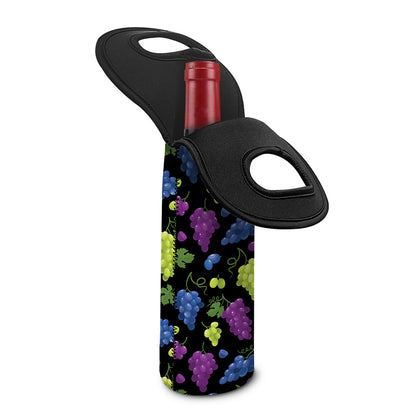 Colorful Grapes Pattern Print Single Neoprene Wine Tote