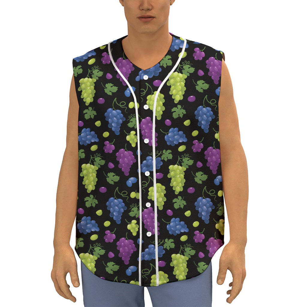 Colorful Grapes Pattern Print Sleeveless Baseball Jersey