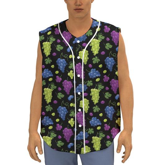 Colorful Grapes Pattern Print Sleeveless Baseball Jersey