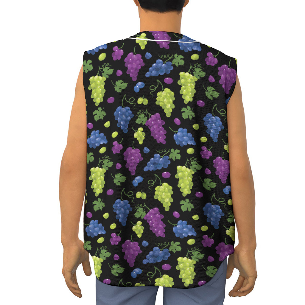 Colorful Grapes Pattern Print Sleeveless Baseball Jersey