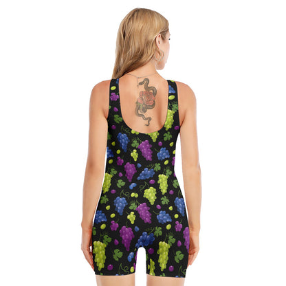Colorful Grapes Pattern Print Sleeveless One Piece Swimsuit
