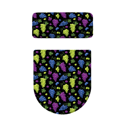 Colorful Grapes Pattern Print Toilet Lid And Tank Cover Set