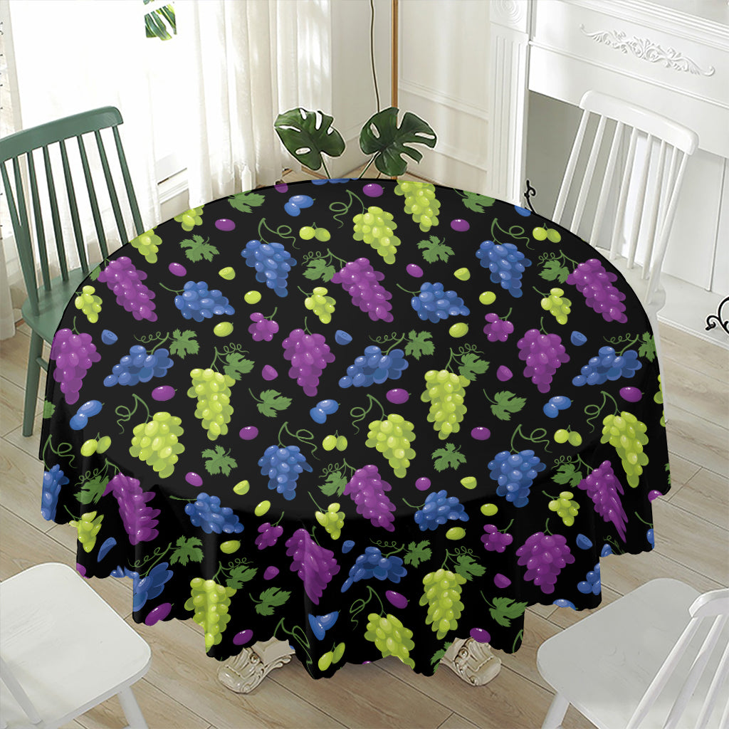 Colorful Grapes Pattern Print Waterproof Round Tablecloth