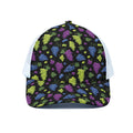 Colorful Grapes Pattern Print White Mesh Trucker Hat
