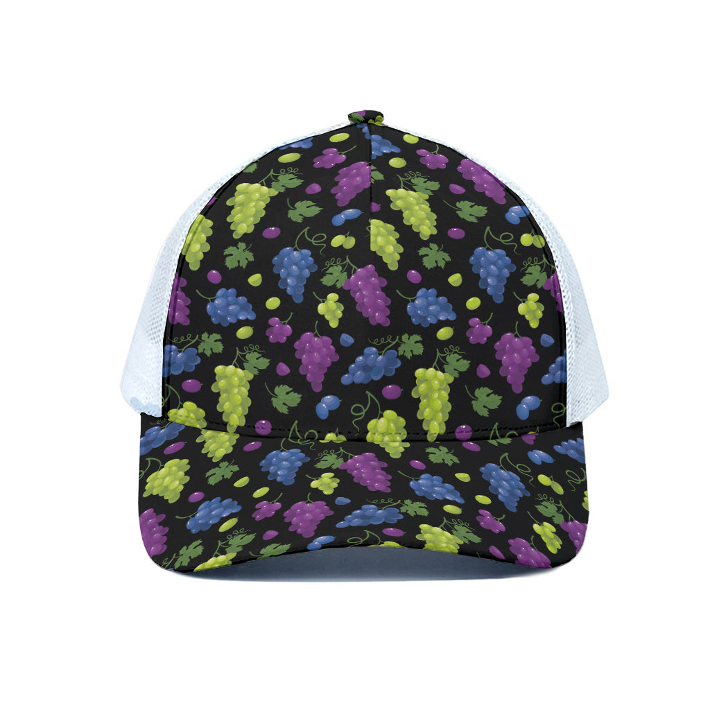 Colorful Grapes Pattern Print White Mesh Trucker Cap