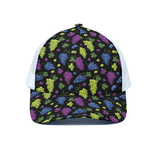 Colorful Grapes Pattern Print White Mesh Trucker Cap