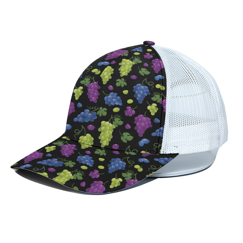 Colorful Grapes Pattern Print White Mesh Trucker Cap