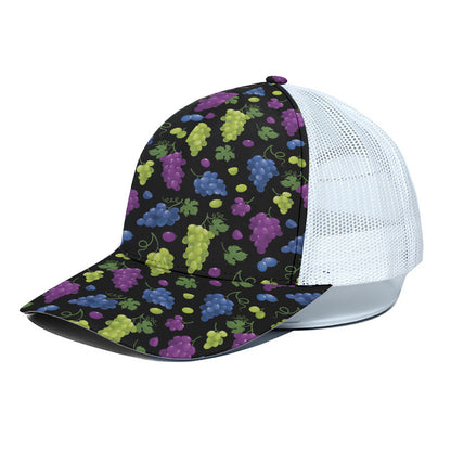 Colorful Grapes Pattern Print White Mesh Trucker Cap
