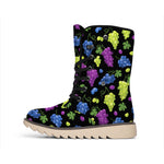 Colorful Grapes Pattern Print Winter Boots