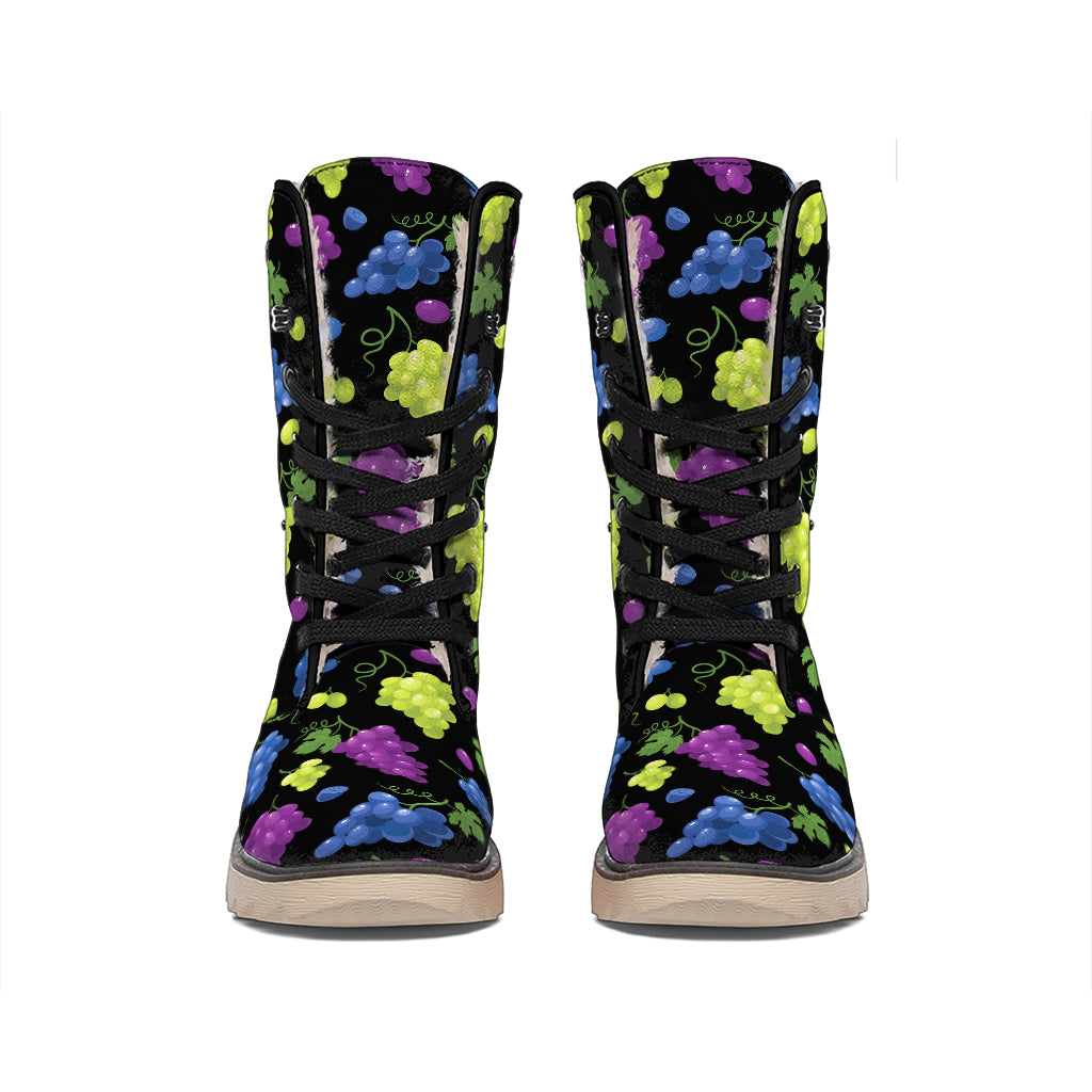 Colorful Grapes Pattern Print Winter Boots