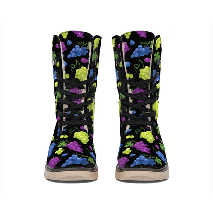 Colorful Grapes Pattern Print Winter Boots