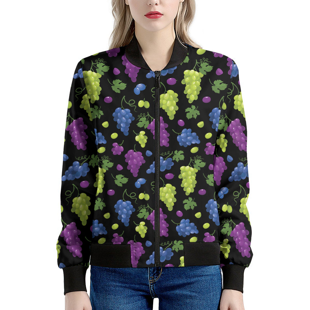 Colorful Grapes Pattern Print Women's Bomber Jacket