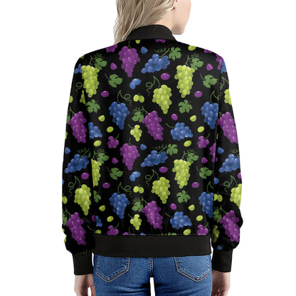 Colorful Grapes Pattern Print Women's Bomber Jacket