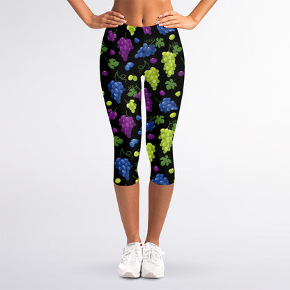 Colorful Grapes Pattern Print Women's Capri Leggings