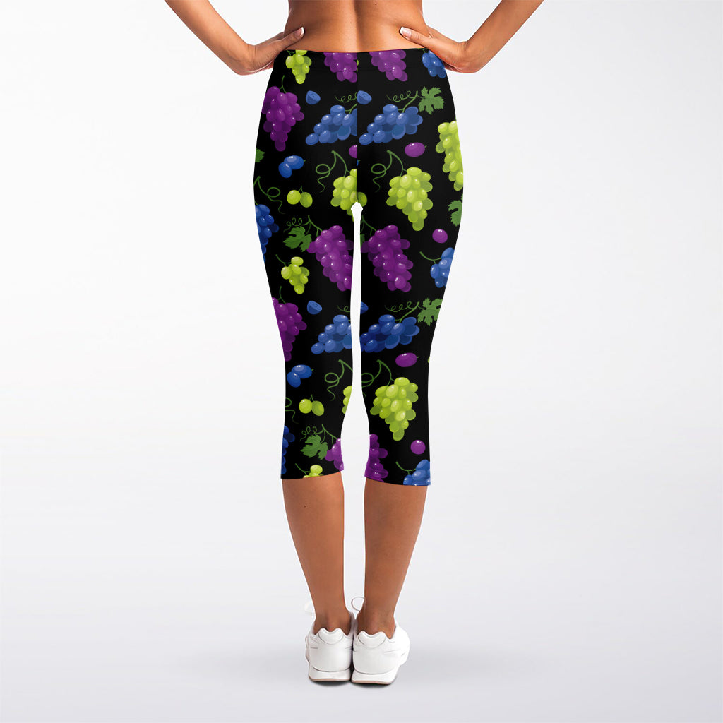 Colorful Grapes Pattern Print Women's Capri Leggings