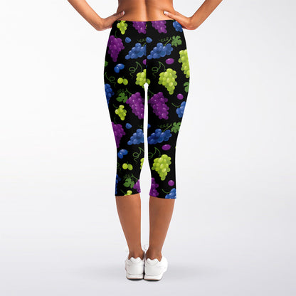 Colorful Grapes Pattern Print Women's Capri Leggings