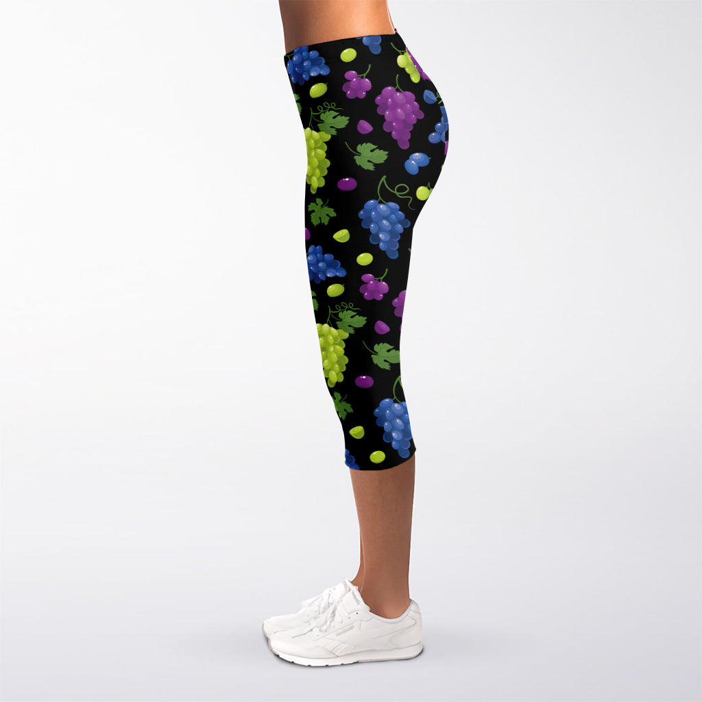 Colorful Grapes Pattern Print Women's Capri Leggings