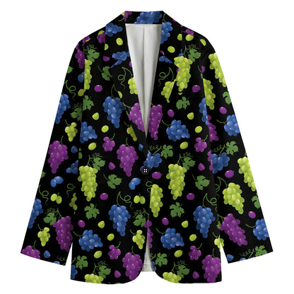 Colorful Grapes Pattern Print Women's Cotton Blazer
