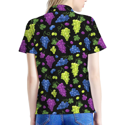 Colorful Grapes Pattern Print Women's Polo Shirt