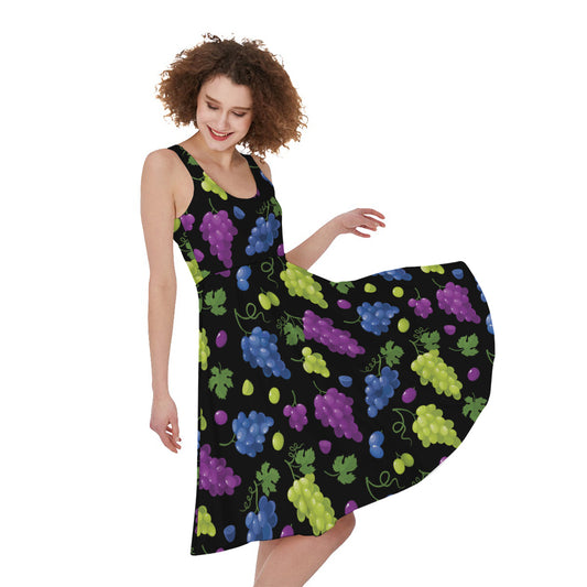 Colorful Grapes Pattern Print Women's Sleeveless Dress