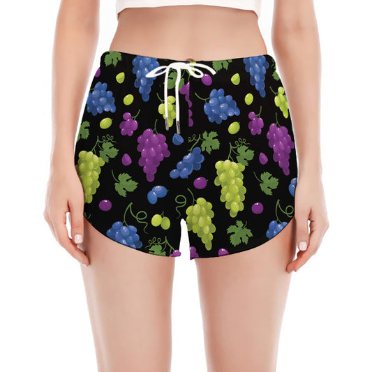 Colorful Grapes Pattern Print Women's Split Running Shorts