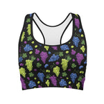 Colorful Grapes Pattern Print Women's Sports Bra