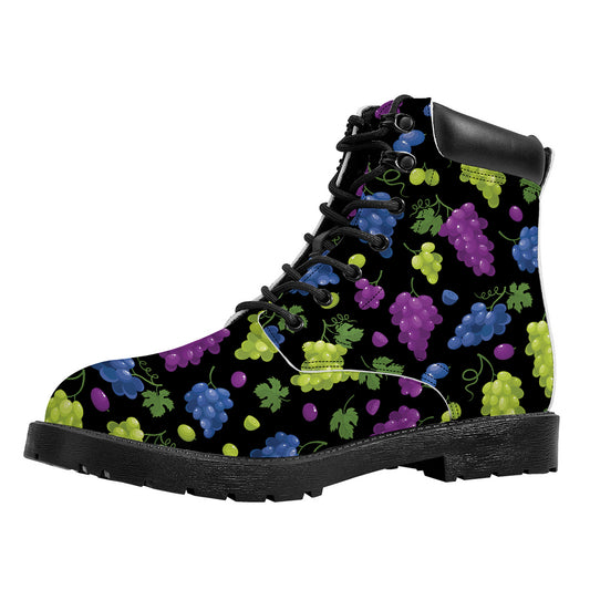 Colorful Grapes Pattern Print Work Boots