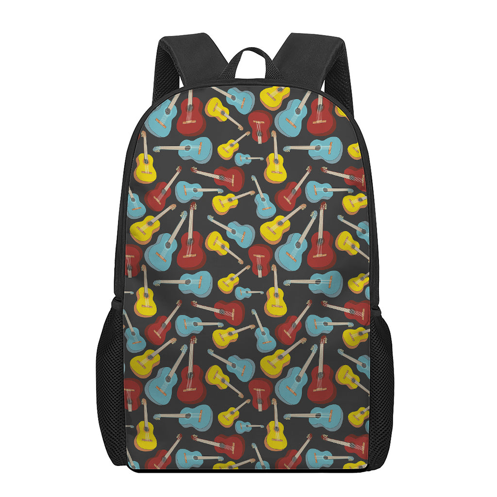 Colorful Guitar Pattern Print 17 Inch Backpack