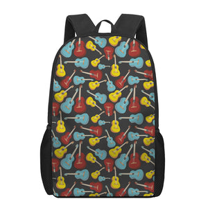 Colorful Guitar Pattern Print 17 Inch Backpack