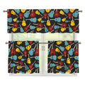 Colorful Guitar Pattern Print 3 Piece Kitchen Curtains