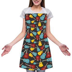 Colorful Guitar Pattern Print Adjustable Apron