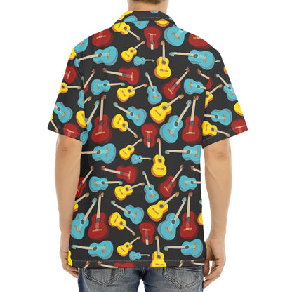Colorful Guitar Pattern Print Aloha Shirt