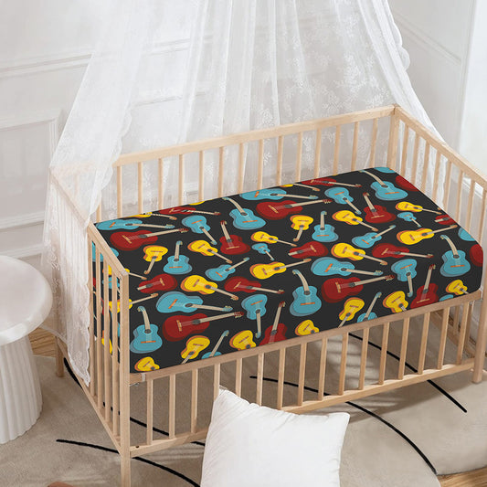 Colorful Guitar Pattern Print Baby Crib Sheet