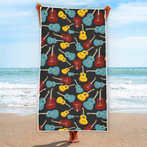 Colorful Guitar Pattern Print Beach Towel