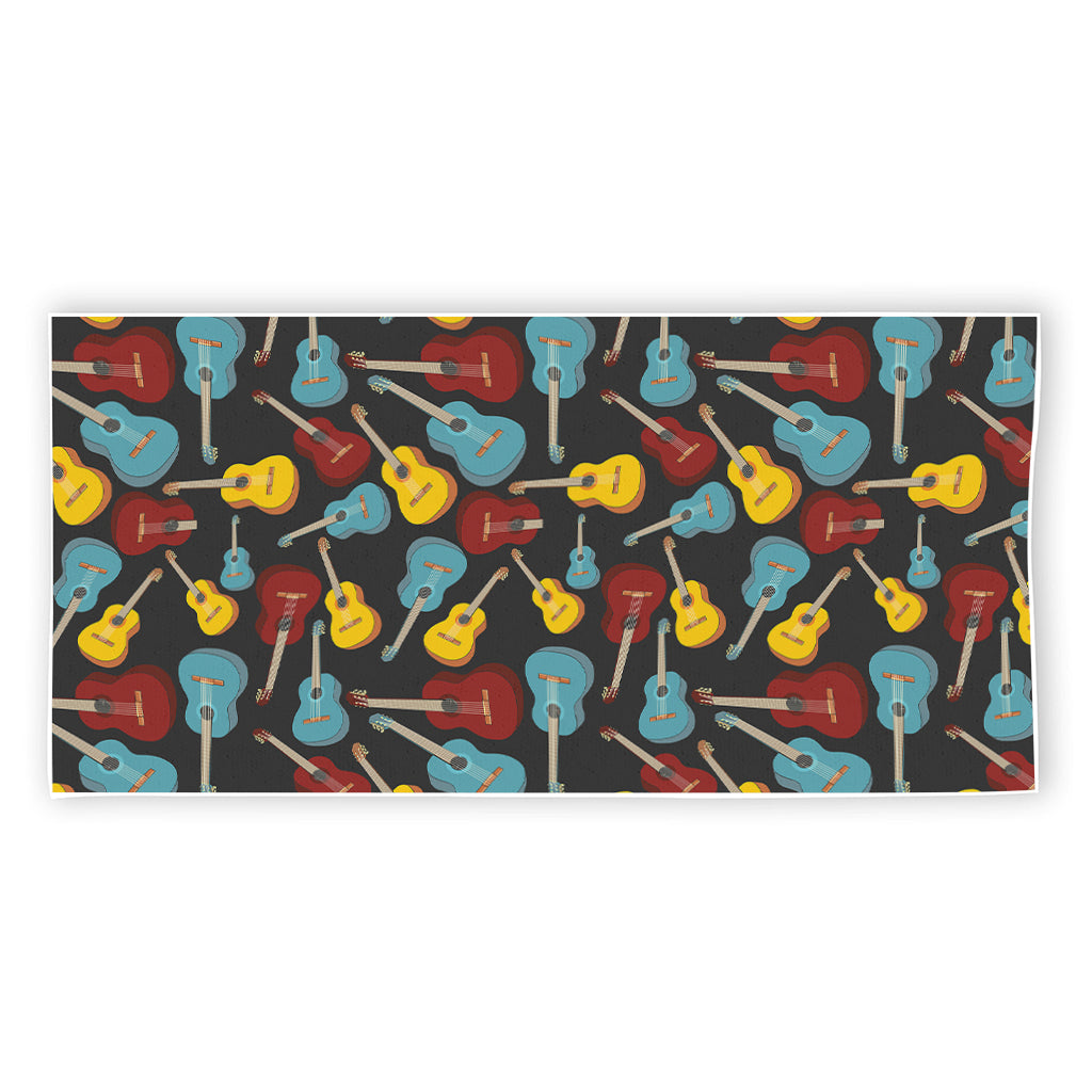 Colorful Guitar Pattern Print Beach Towel