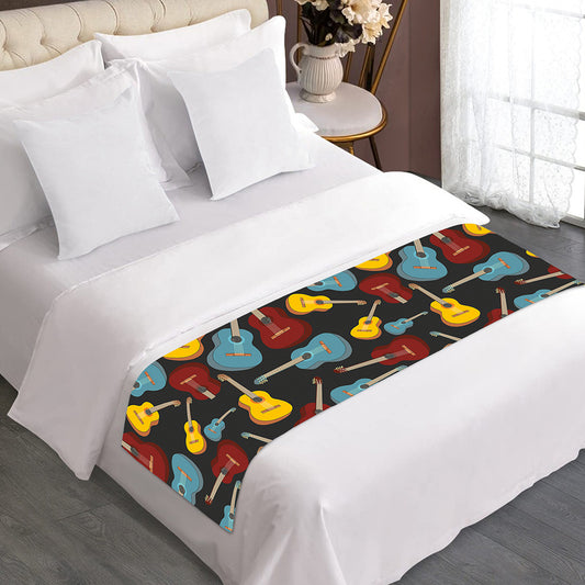 Colorful Guitar Pattern Print Bed Runner