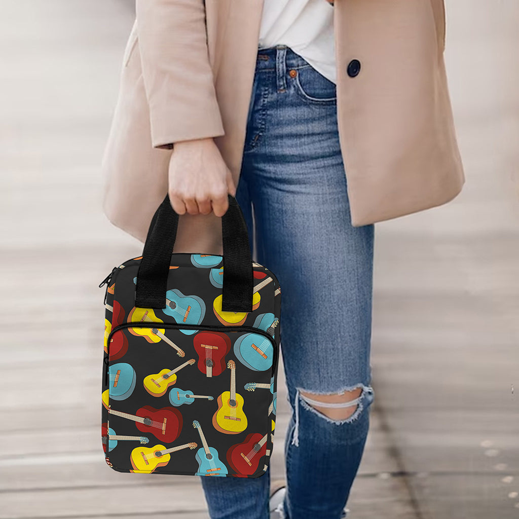 Colorful Guitar Pattern Print Bible Tote Bag
