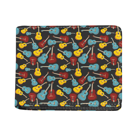 Colorful Guitar Pattern Print Bifold Wallet