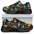 Colorful Guitar Pattern Print Black Chunky Shoes