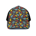 Colorful Guitar Pattern Print Black Mesh Trucker Hat