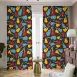 Colorful Guitar Pattern Print Blackout Pencil Pleat Curtains