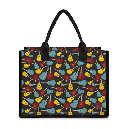 Colorful Guitar Pattern Print Canvas Tote Bag